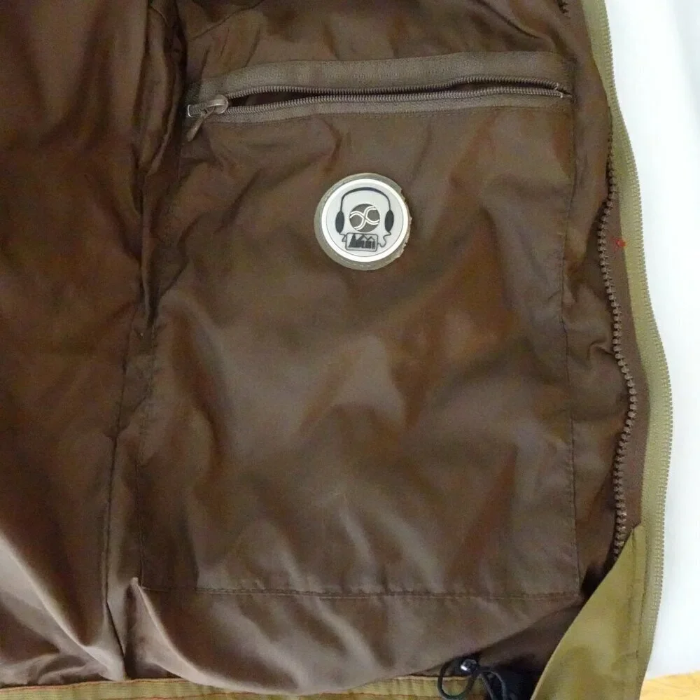 REI Full Zip Jacket Boys Size S Brown Hood Pockets Lined